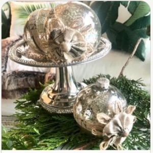 New! Large Mercury Glass Style Old Aged Ornament